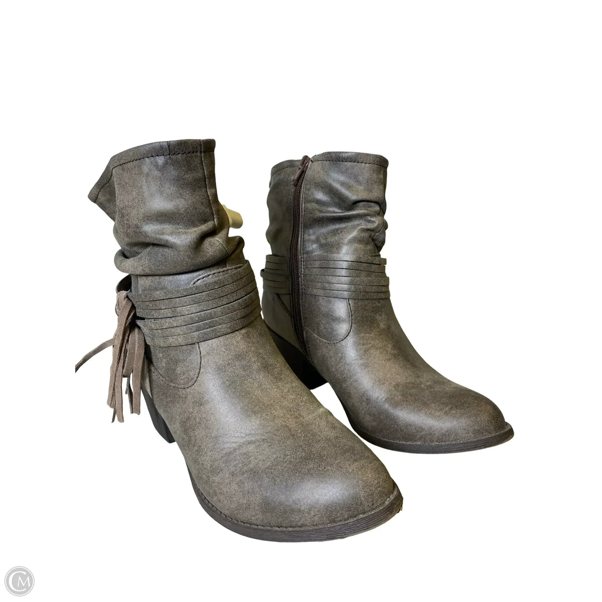 Boots Ankle Heels By Pop In Brown, Size: 9