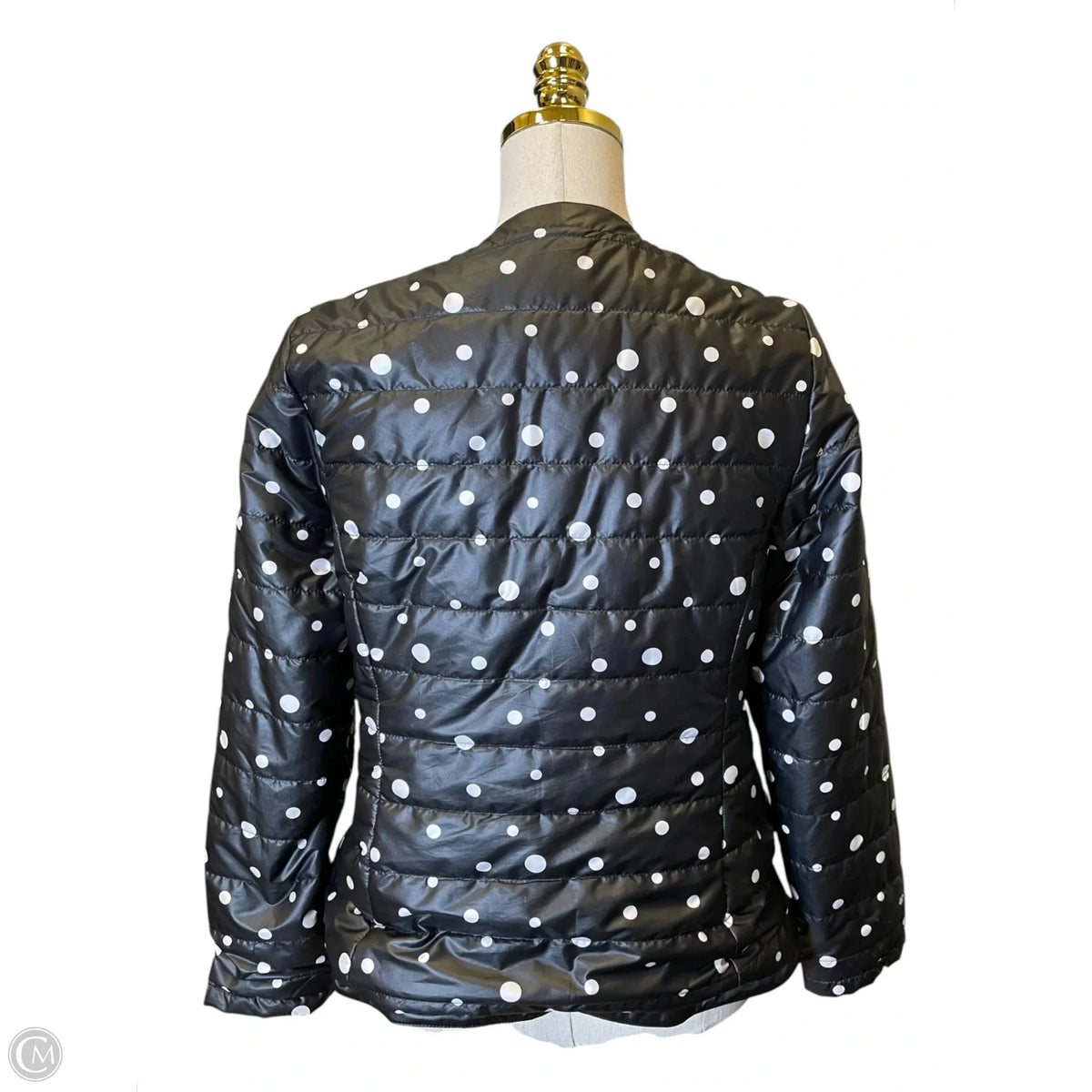 Jacket Puffer & Quilted By Chicos In Polkadot Pattern, Size: S