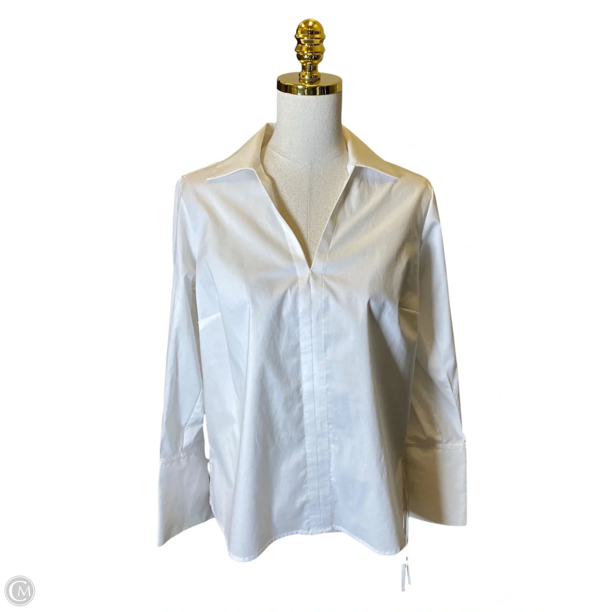 Blouse Long Sleeve By Foxcroft In White, Size: S