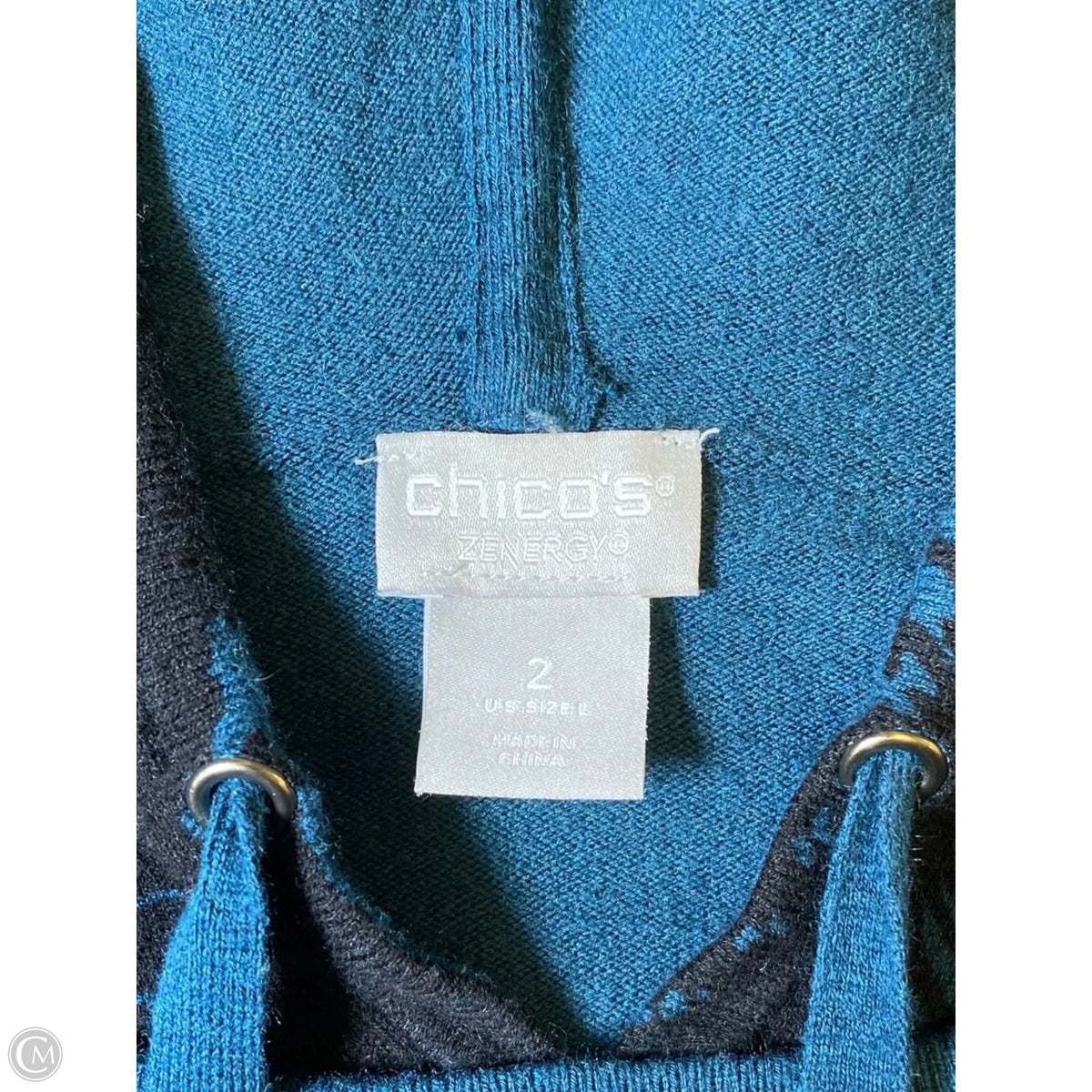Sweater By Chicos In Teal, Size: L