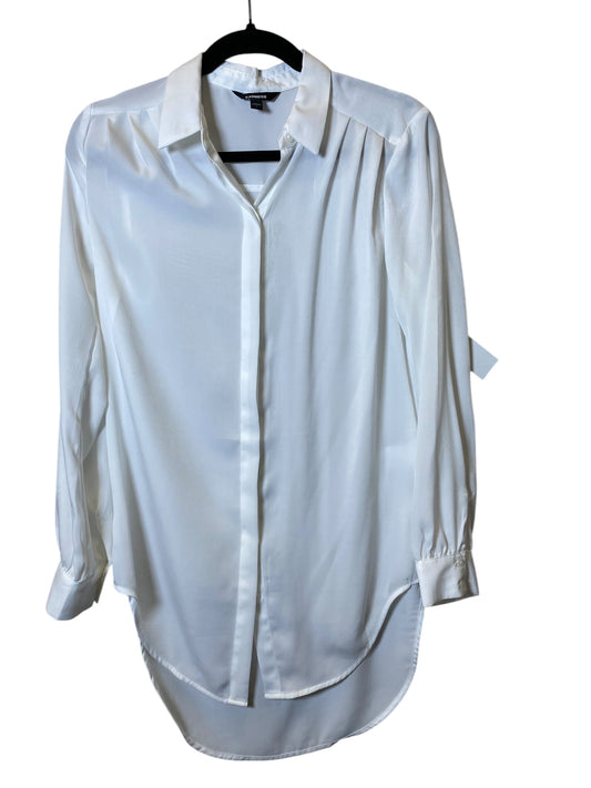 Blouse Long Sleeve By Express In White, Size: S