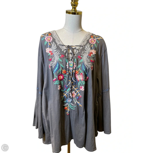 Top 3/4 Sleeve Designer By Johnny Was In Multi-colored, Size: 2x