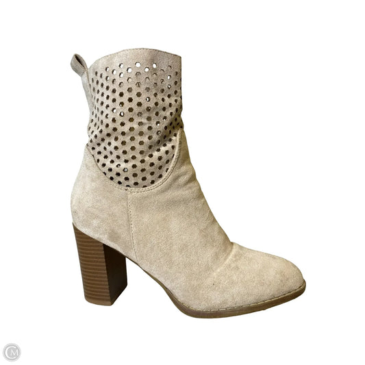 Boots Mid-calf Heels By Clothes Mentor In Beige, Size: 8.5