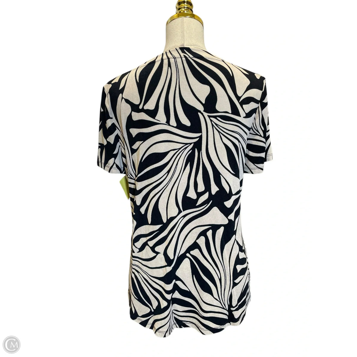 Blouse Short Sleeve By Chicos In Blue & Cream, Size: M