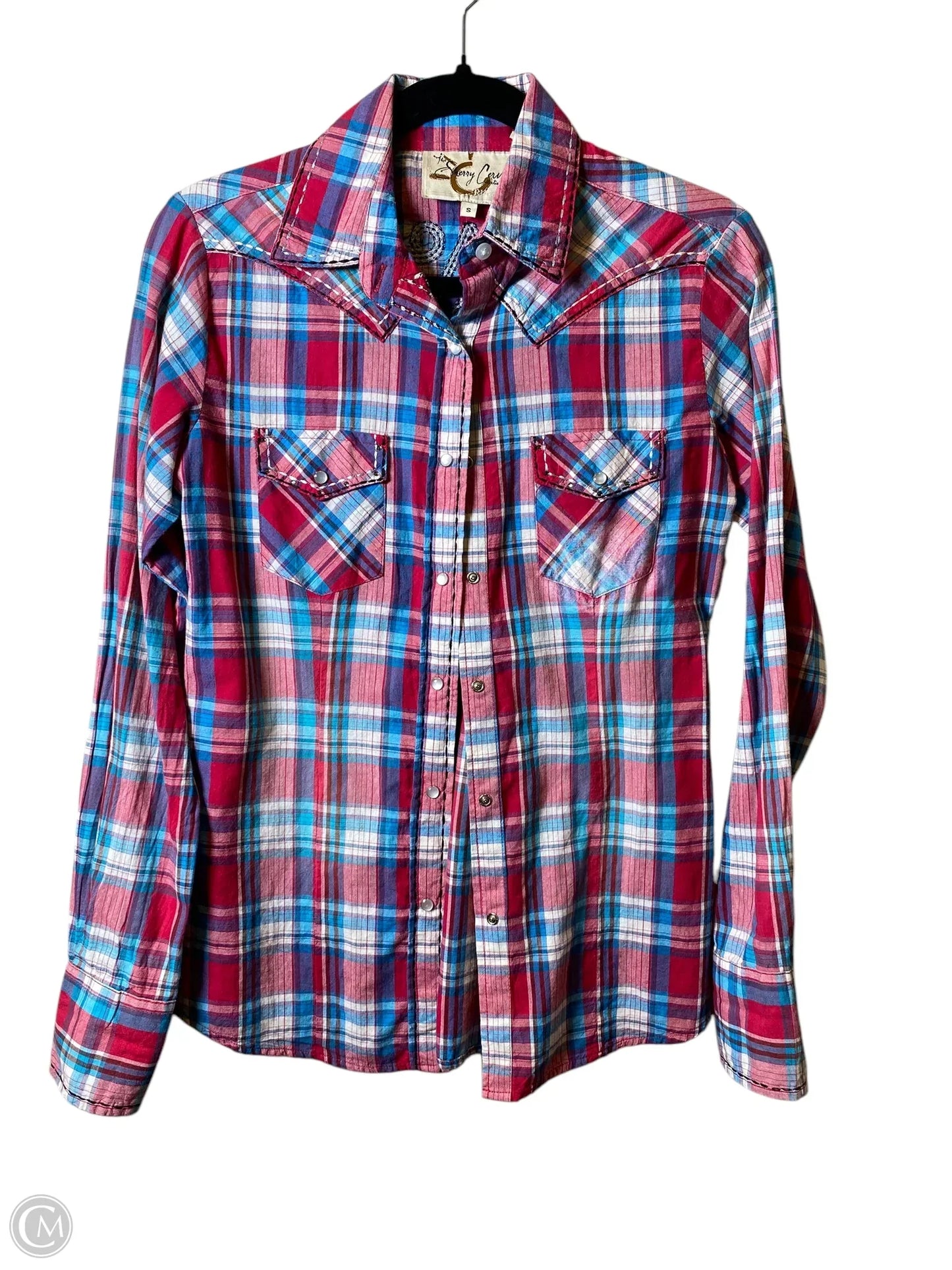 Top Long Sleeve By Ariat In Plaid Pattern, Size: S