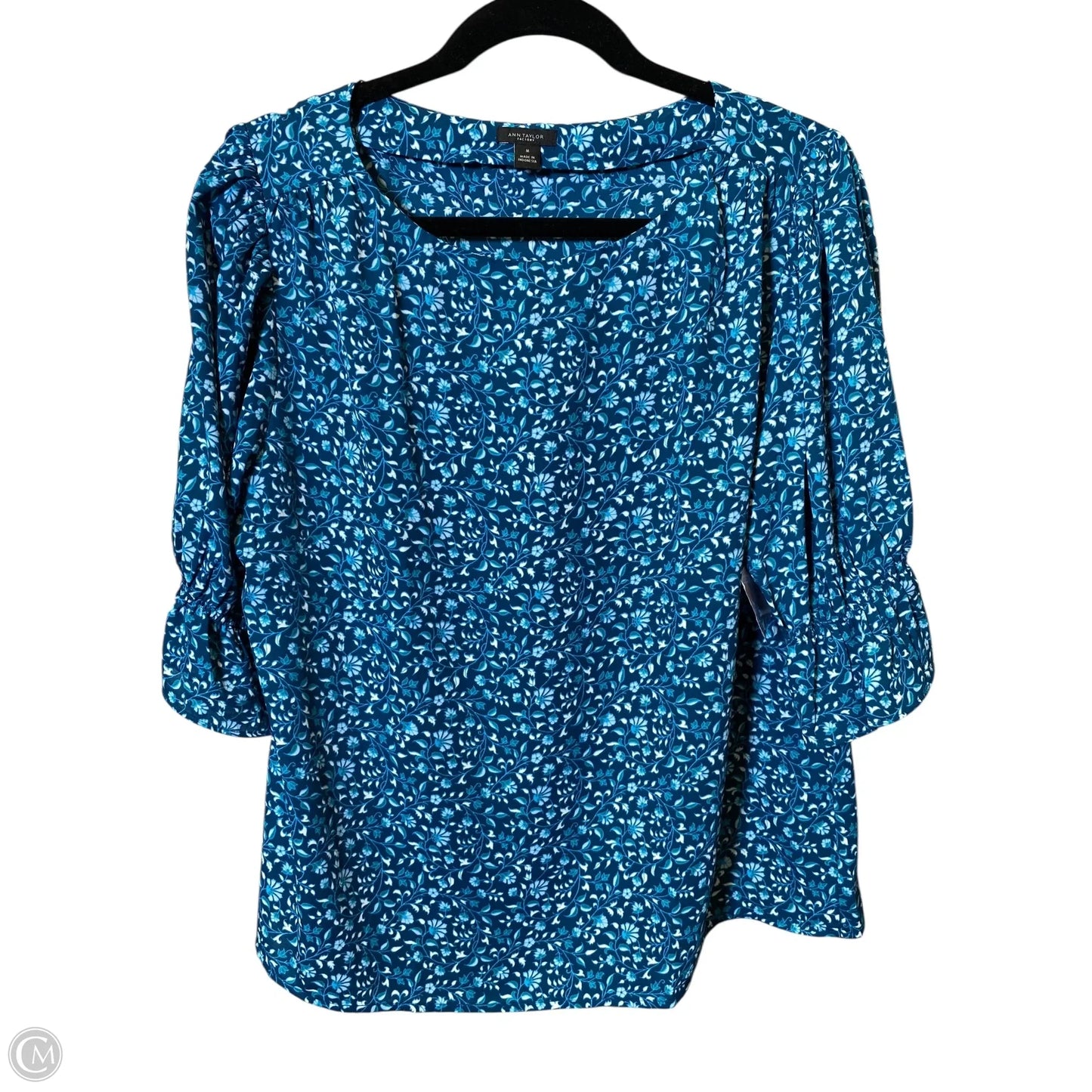 Top 3/4 Sleeve By Ann Taylor In Blue, Size: M