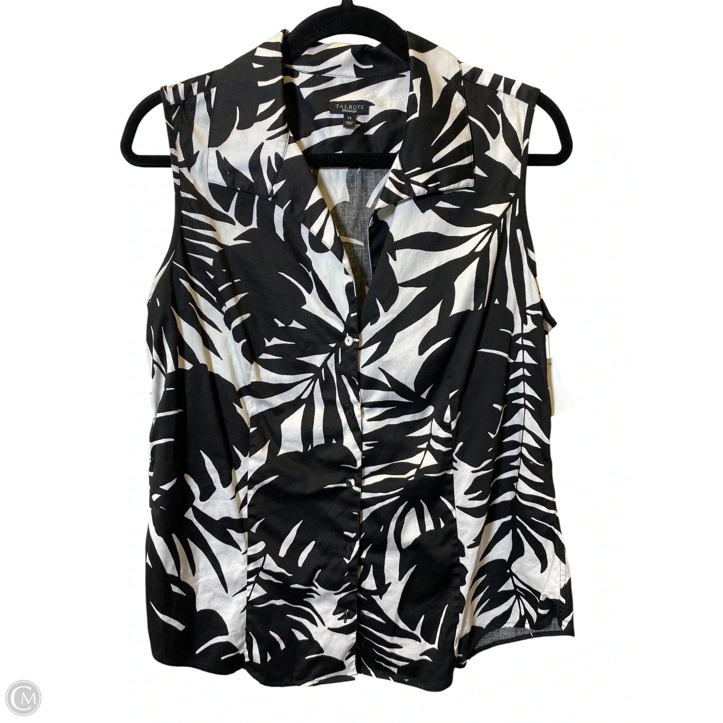 Top Sleeveless By Talbots In Black & White, Size: L