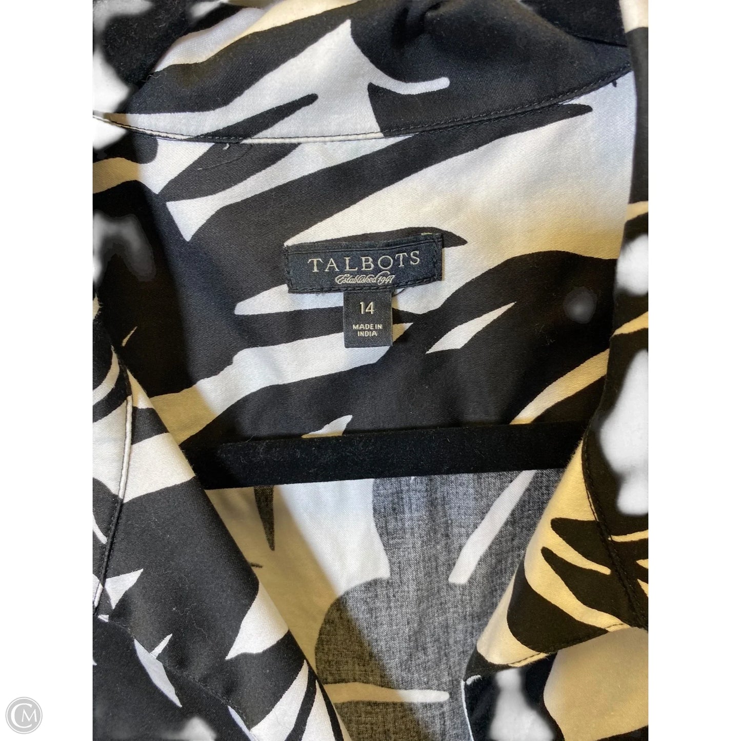 Top Sleeveless By Talbots In Black & White, Size: L