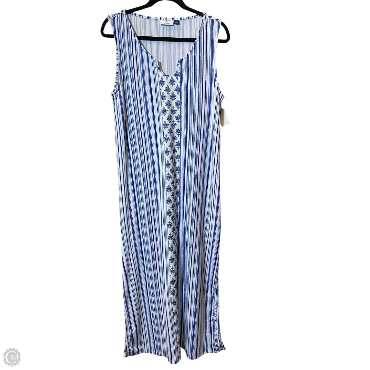 Dress Casual Maxi By Talbots In Blue & White, Size: L