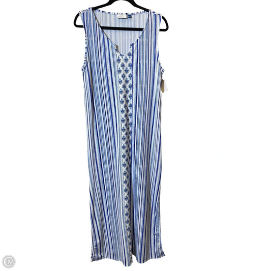 Dress Casual Maxi By Talbots In Blue & White, Size: L