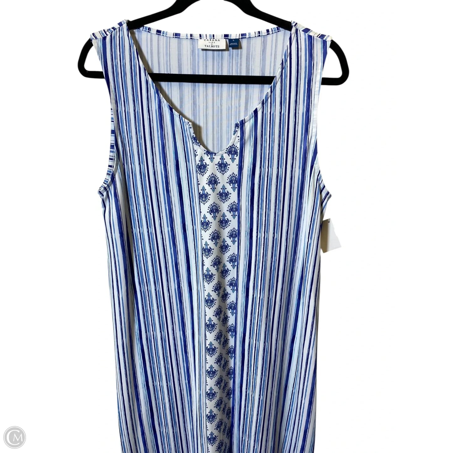 Dress Casual Maxi By Talbots In Blue & White, Size: L