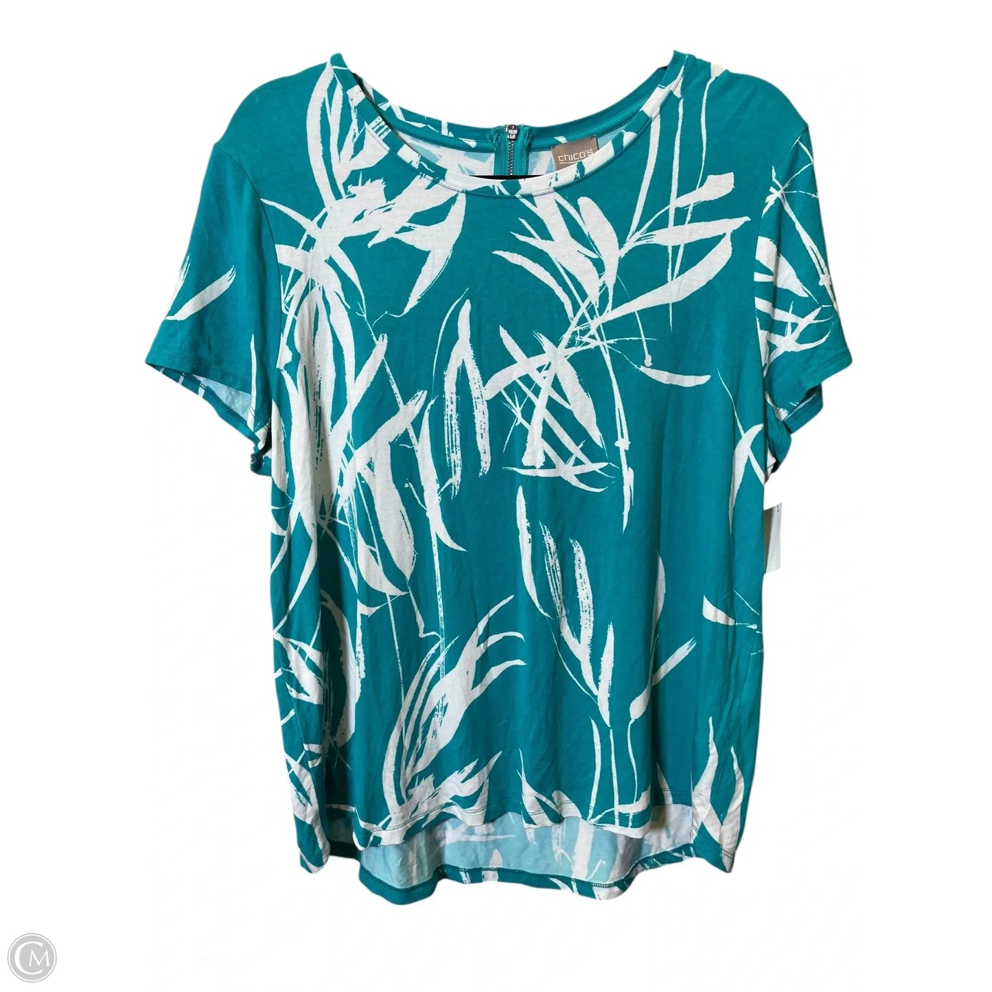 Top Short Sleeve By Chicos In Aqua, Size: Xl