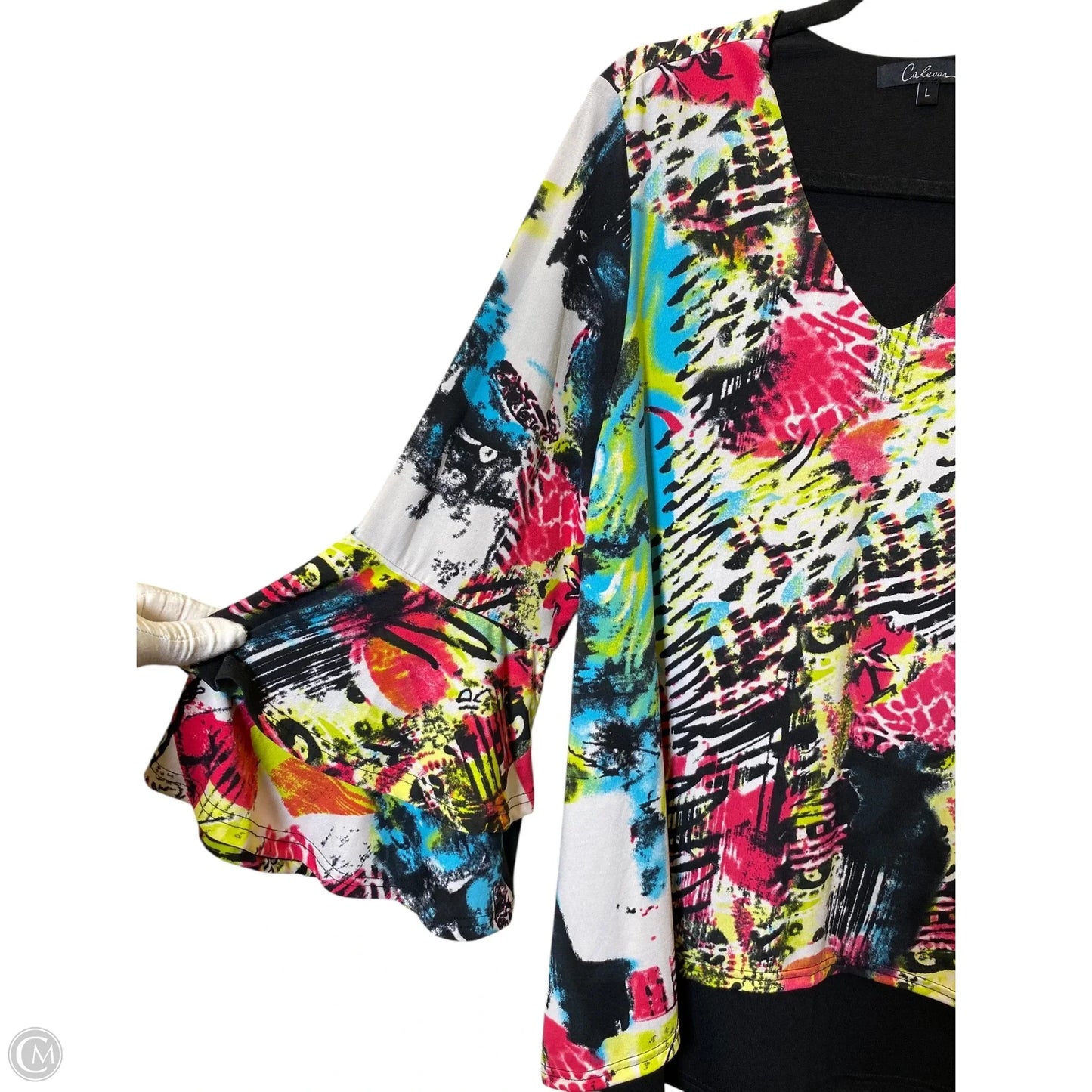 Top 3/4 Sleeve By Calessa In Multi-colored, Size: L