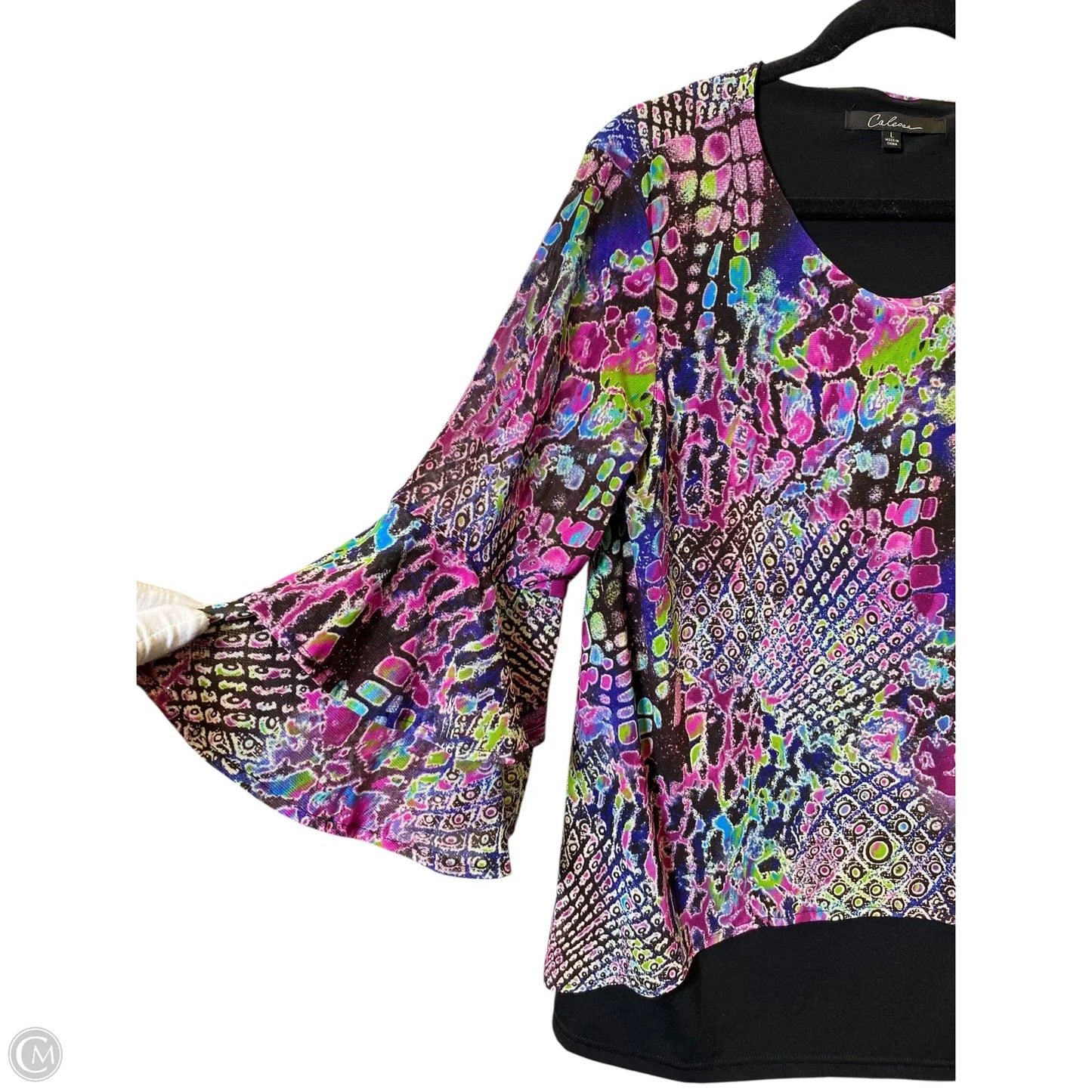 Top 3/4 Sleeve By Calessa In Multi-colored, Size: L