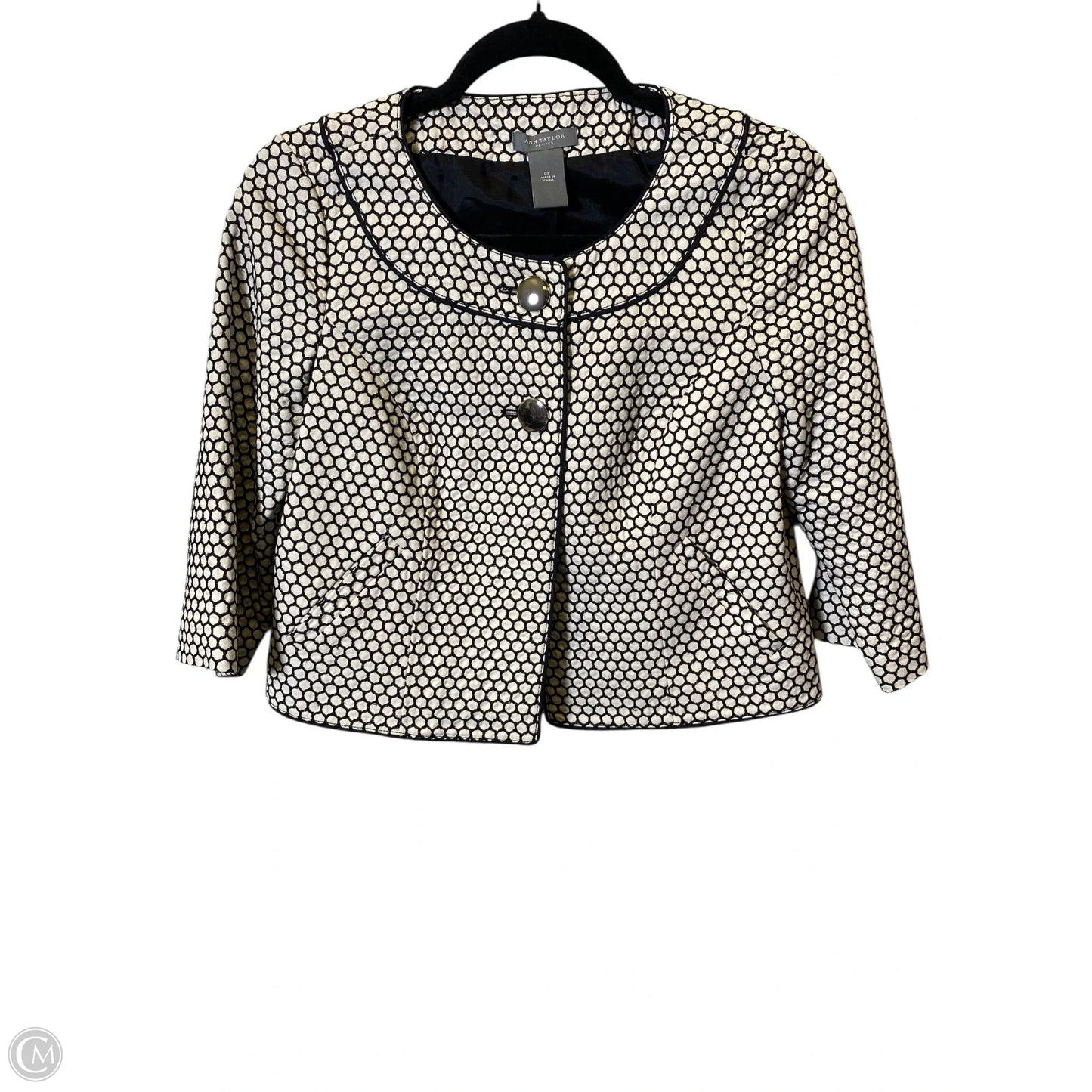Blazer By Ann Taylor In Black & White, Size: 0