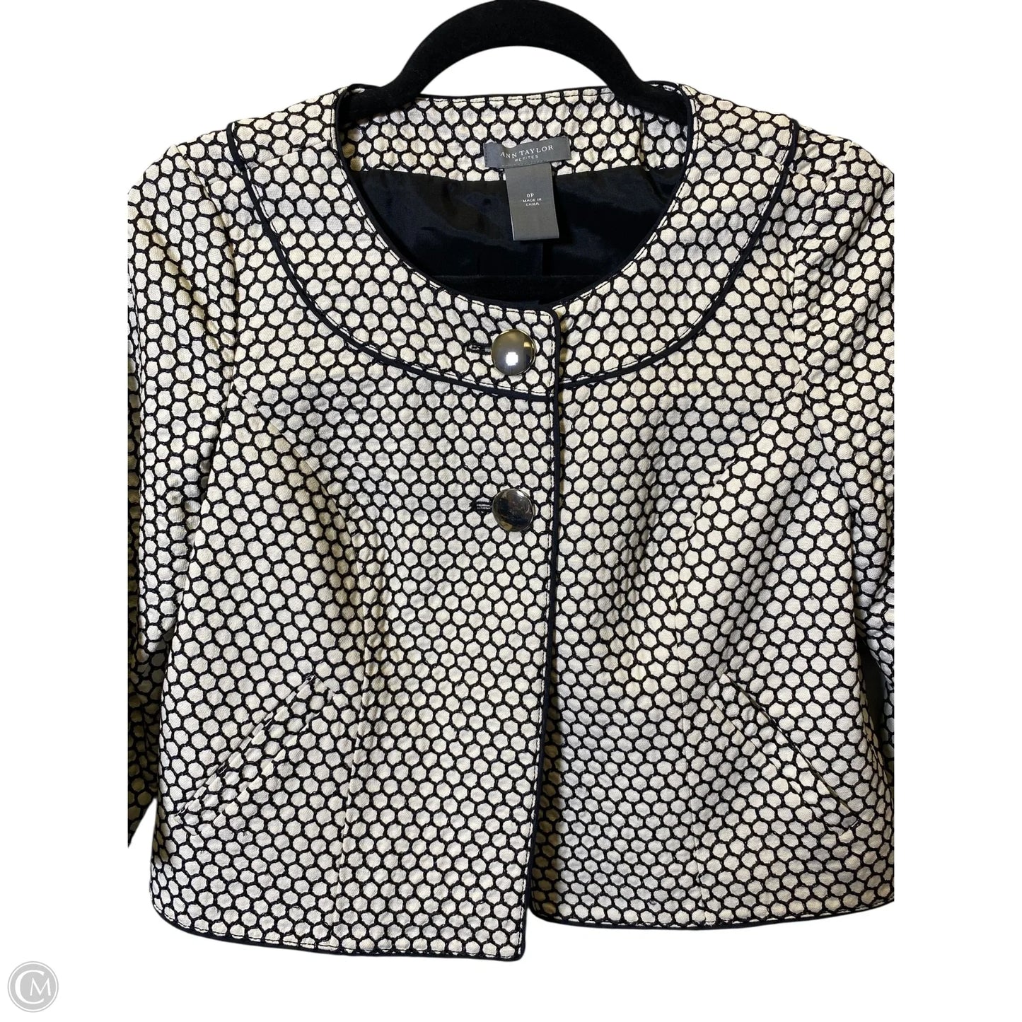 Blazer By Ann Taylor In Black & White, Size: 0