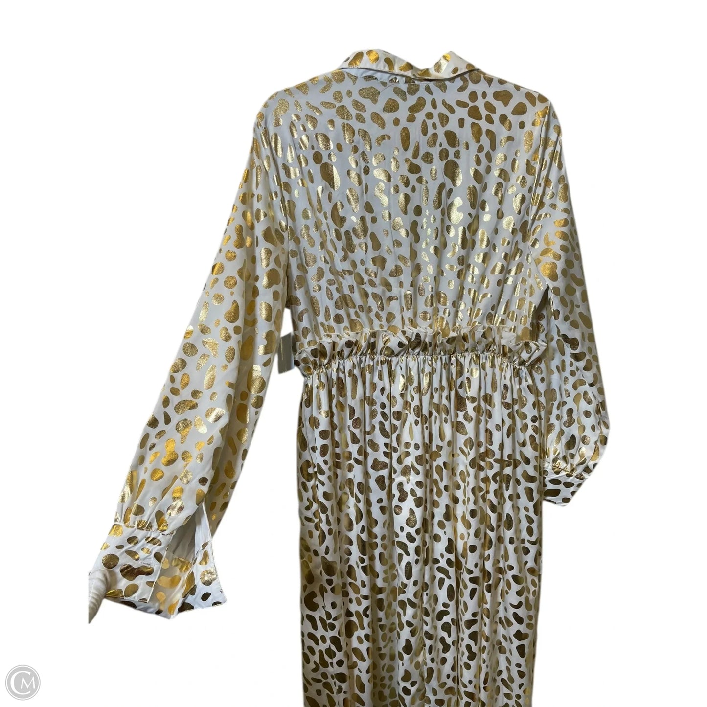 Dress Casual Maxi By Clothes Mentor In Gold & White, Size: L