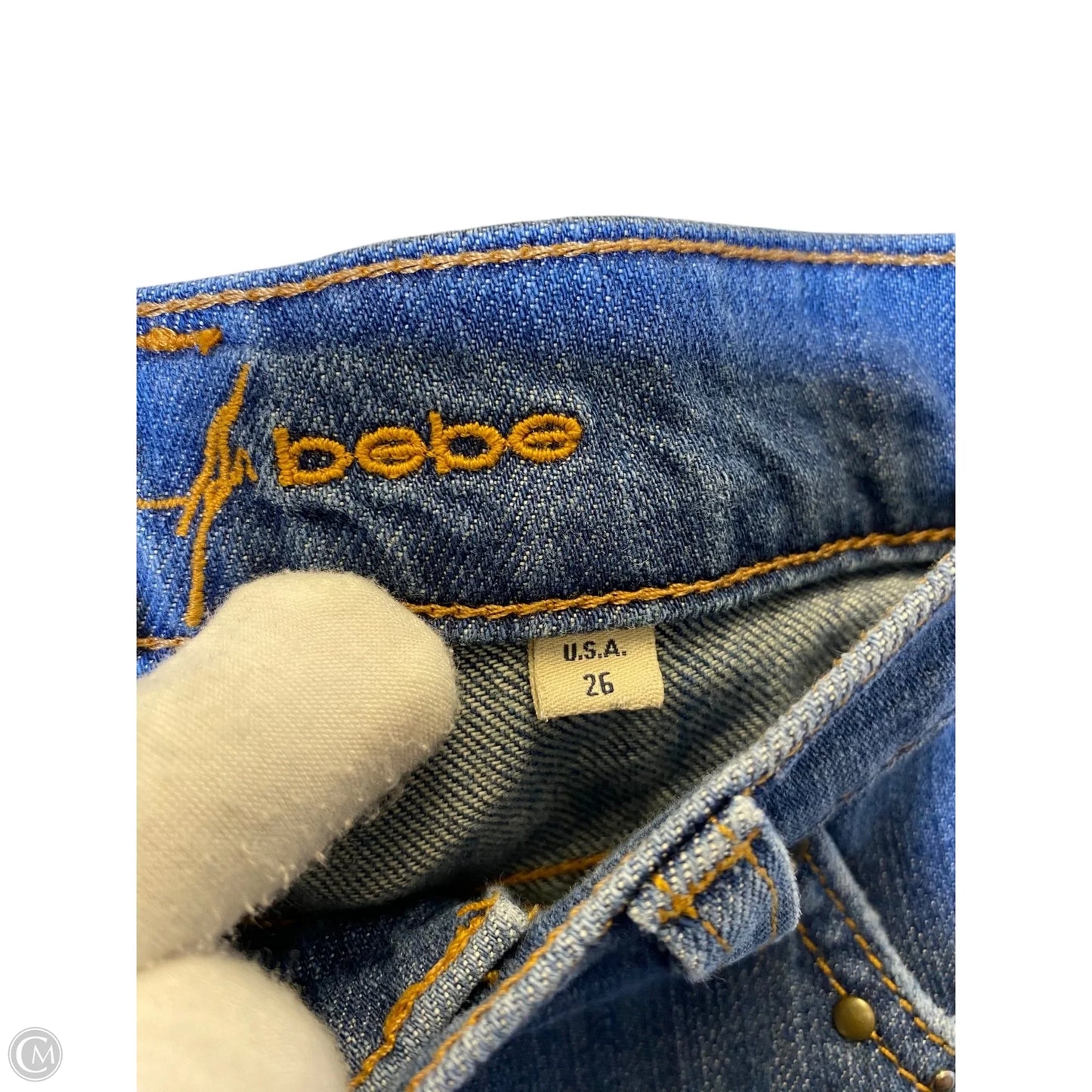 Jeans Straight By Bebe In Blue Denim, Size: 26