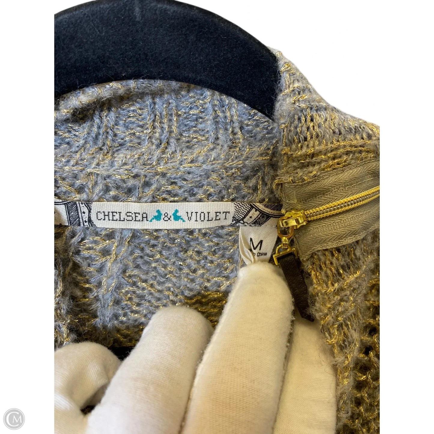 Sweater By Chelsea And Violet In Gold & Grey, Size: M