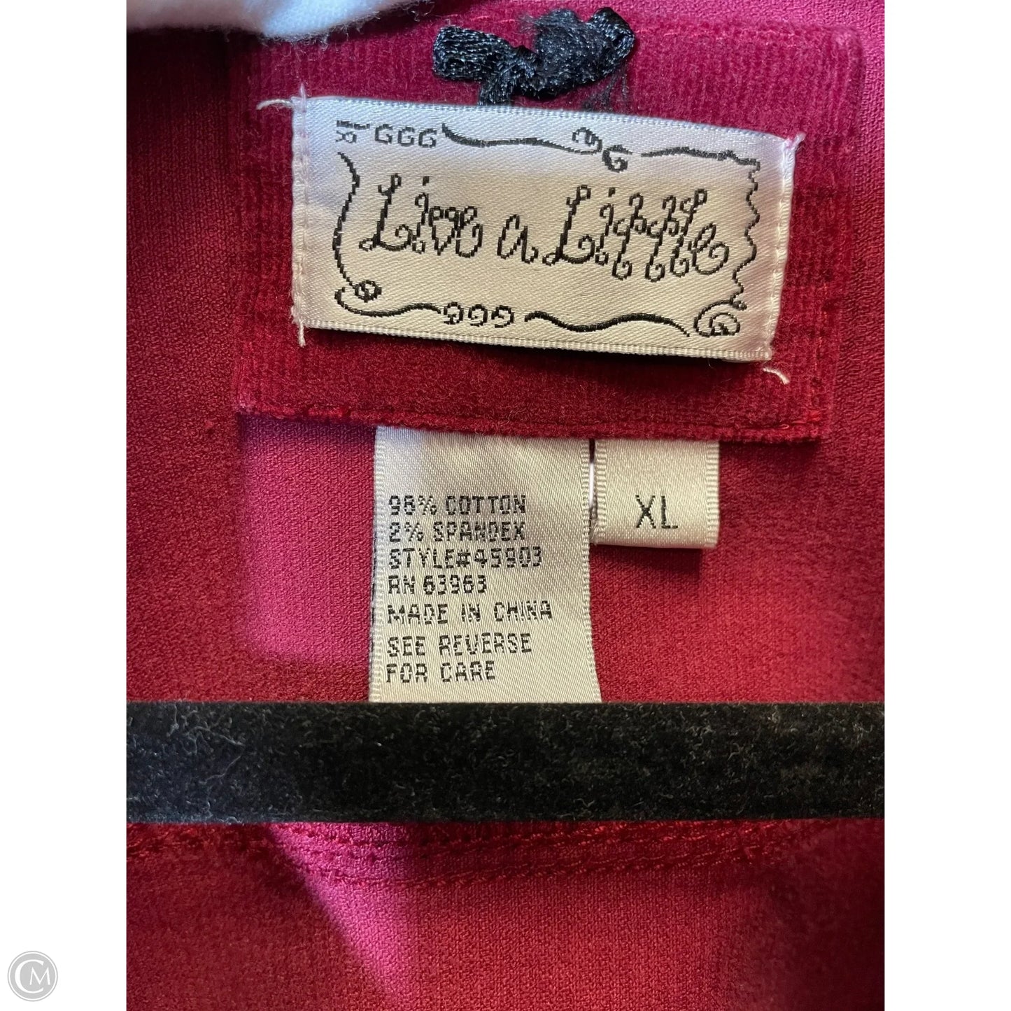 Jacket Other By Live A Little In Maroon, Size: Xl