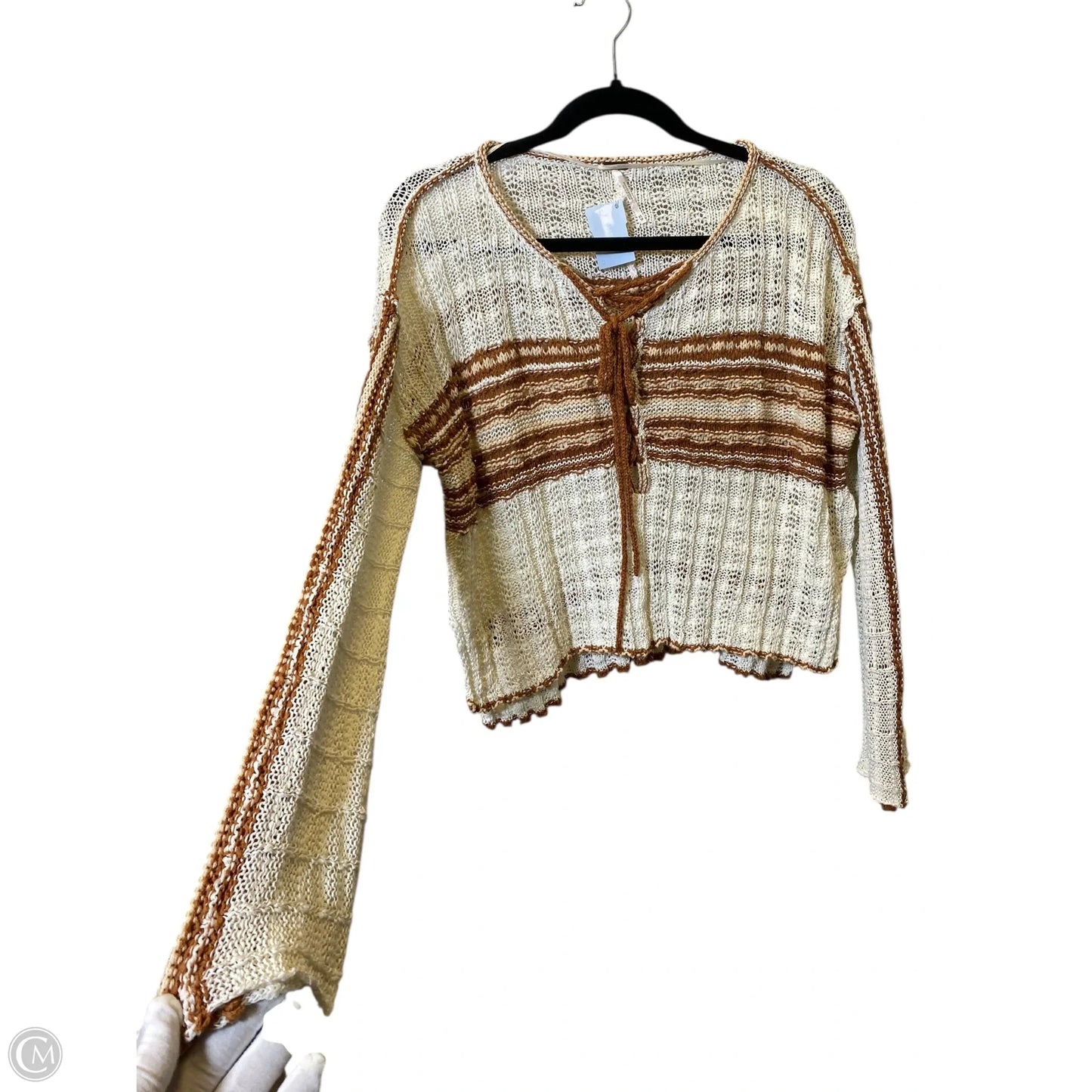 Cardigan By Free People In Brown & Cream, Size: Xs