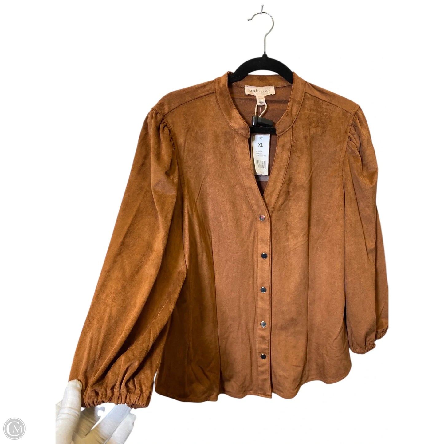 Blouse 3/4 Sleeve By Philosophy In Brown, Size: Xl