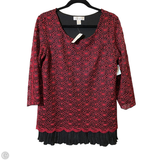Blouse 3/4 Sleeve By Christopher And Banks In Black & Red, Size: L