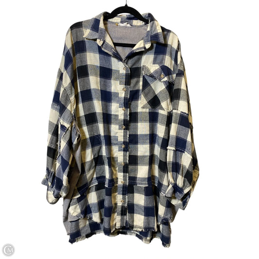 Blouse Long Sleeve By Easel In Plaid Pattern, Size: L