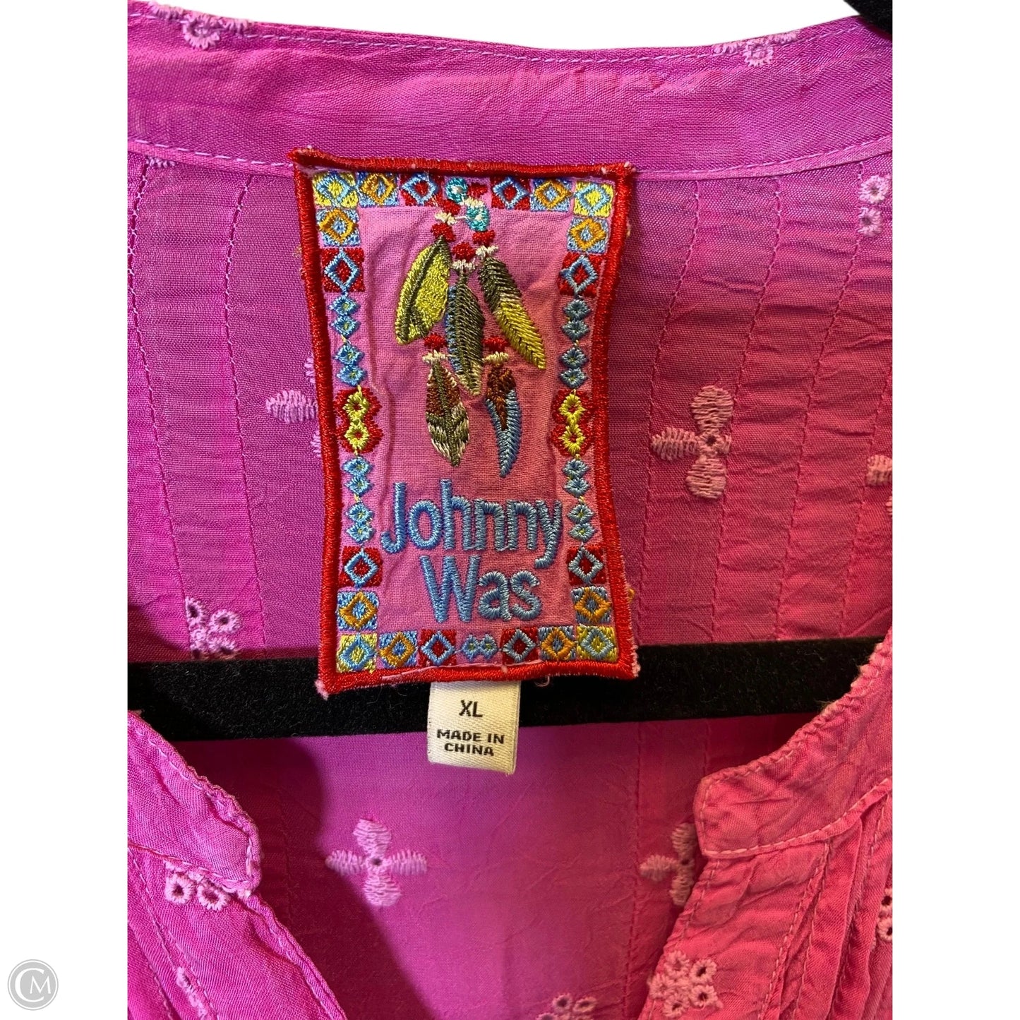 Top 3/4 Sleeve By Johnny Was In Pink, Size: Xl