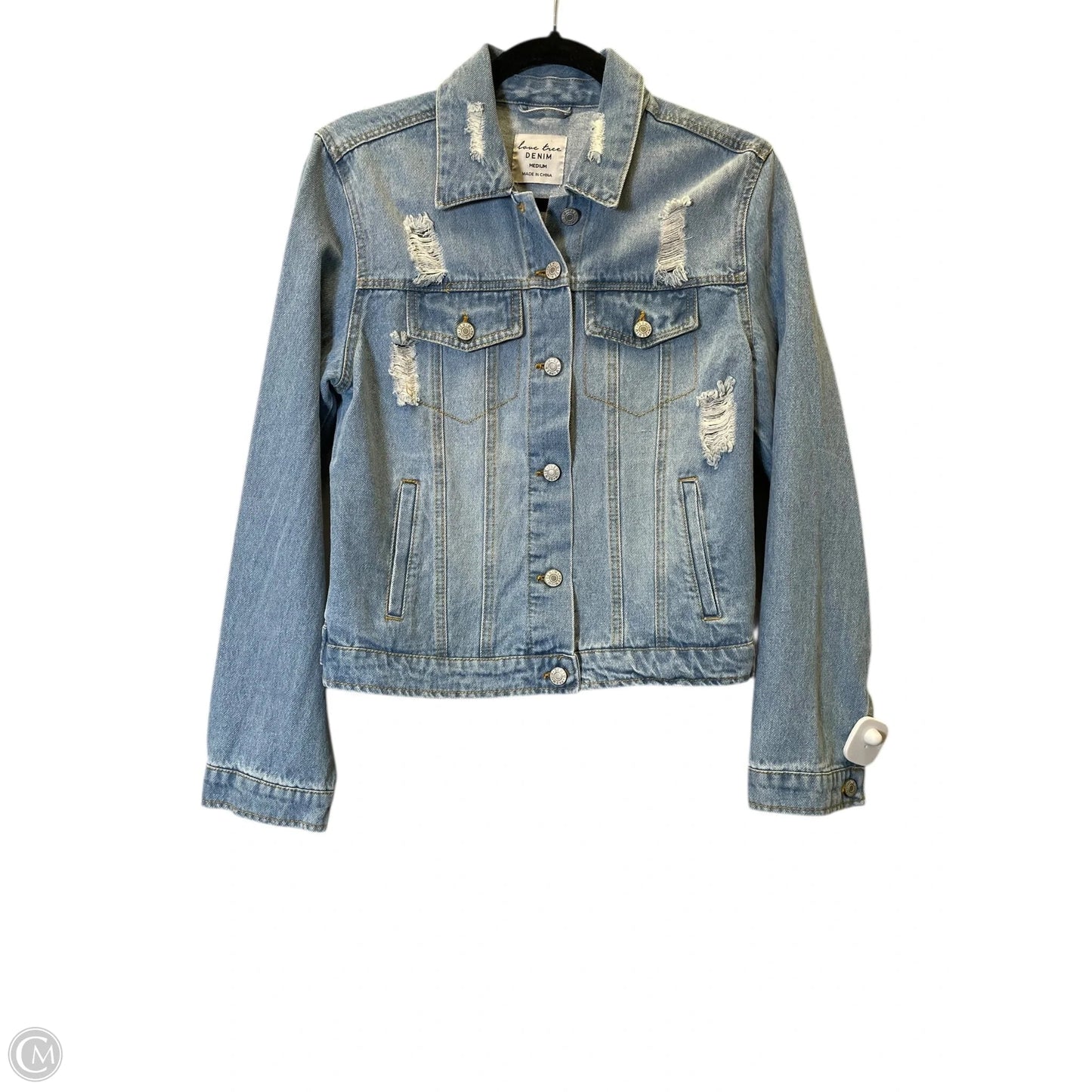 Jacket Denim By Love Tree In Blue, Size: M