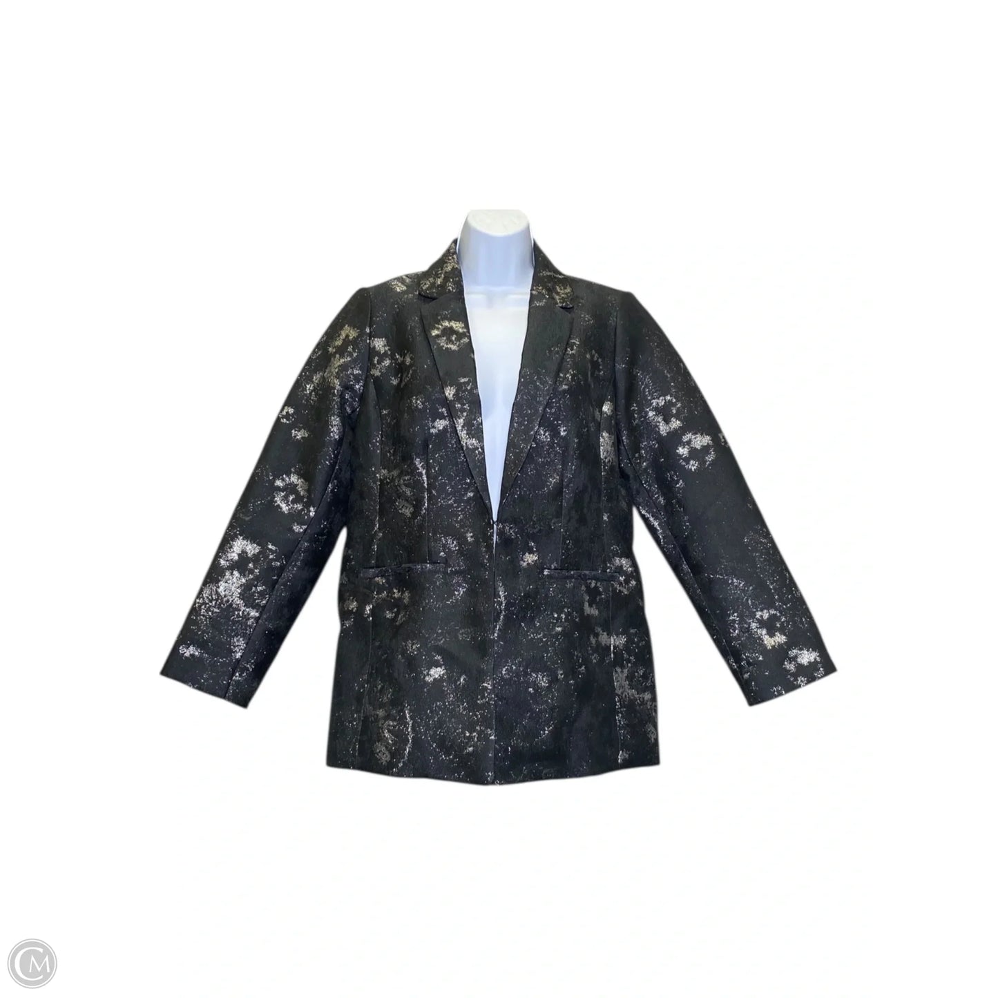 Blazer By Chicos In Black & Silver, Size: 4