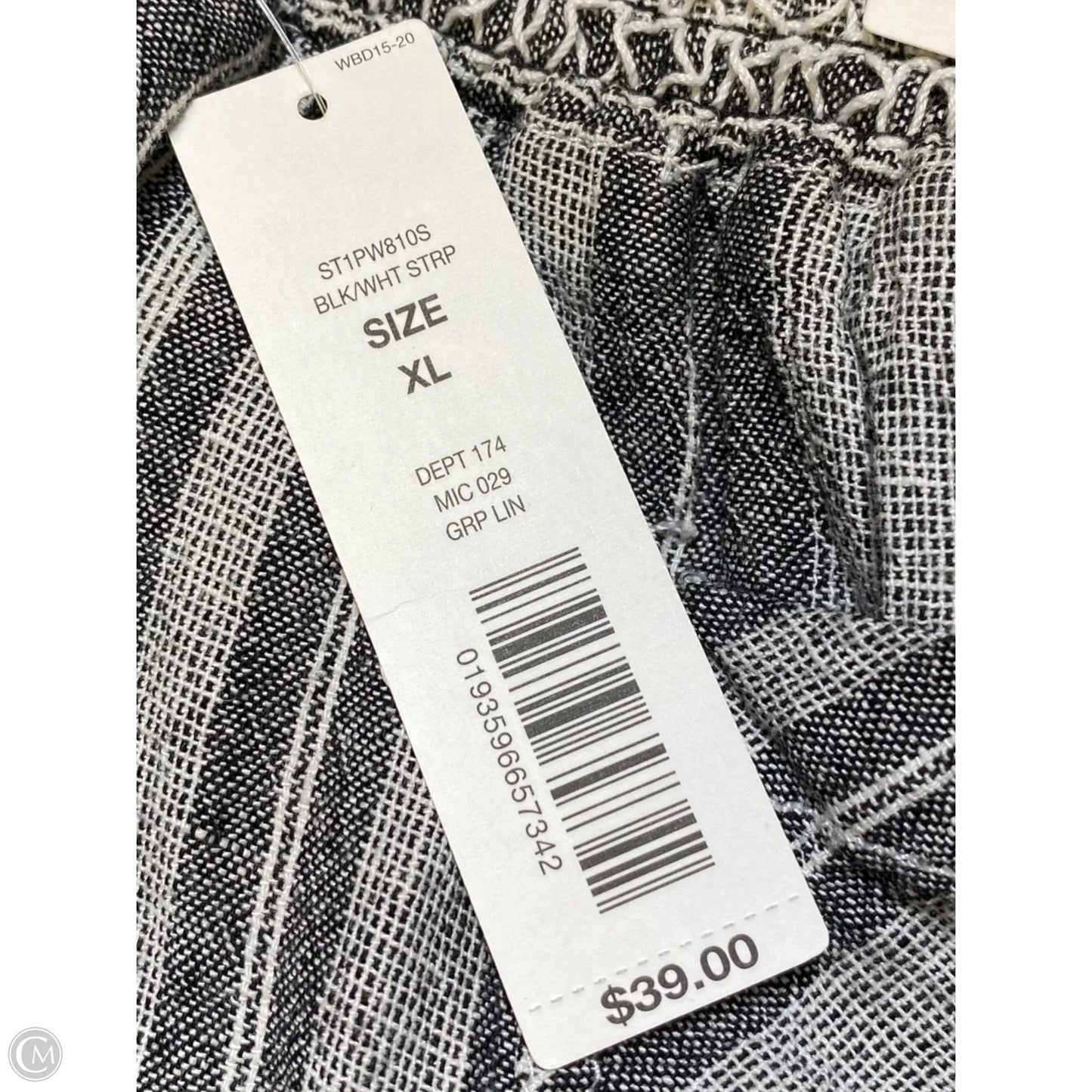 Pants Linen By West Bound In Black & White, Size: Xl