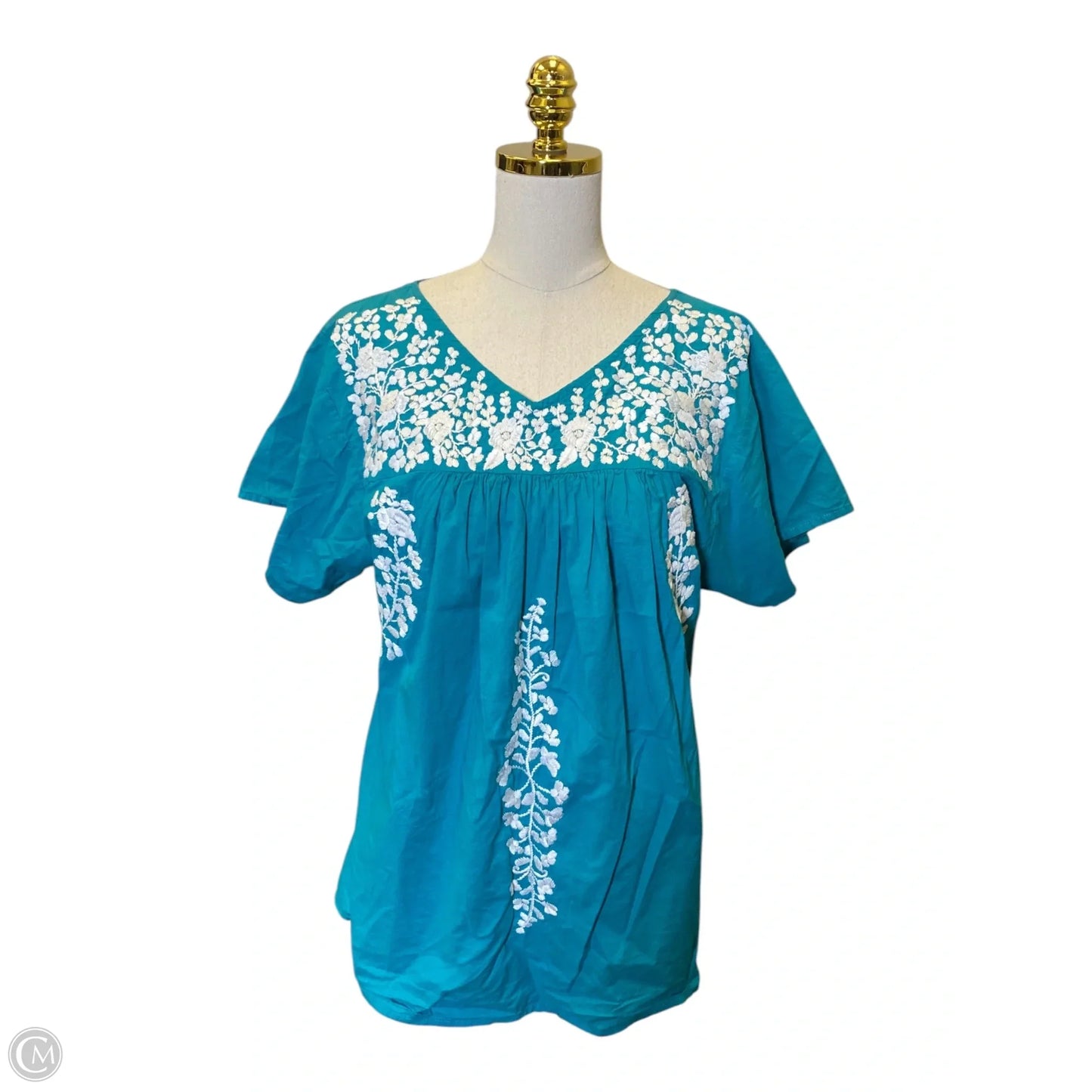 Blouse Short Sleeve By Clothes Mentor In Teal, Size: L