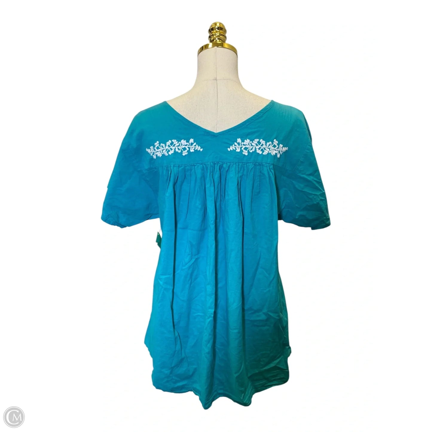 Blouse Short Sleeve By Clothes Mentor In Teal, Size: L