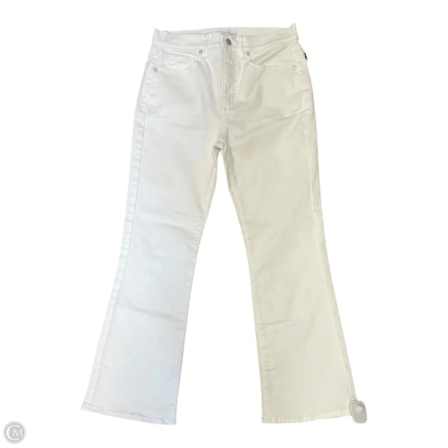 Jeans Flared By Loft In White Denim, Size: 2