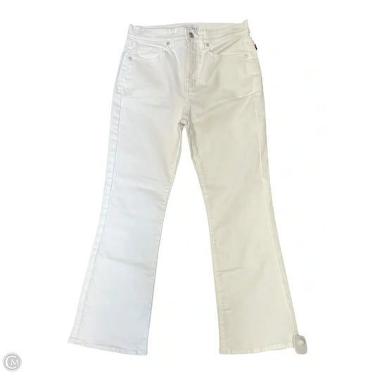 Jeans Flared By Loft In White Denim, Size: 2