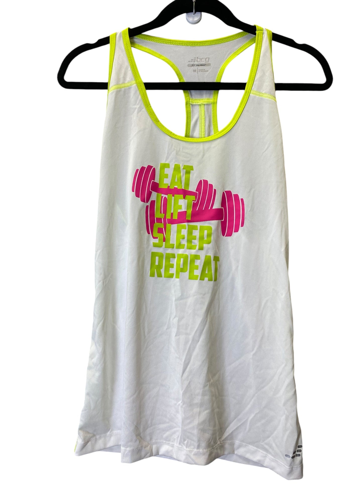 Athletic Tank Top By Bcg In Green & Pink, Size: M