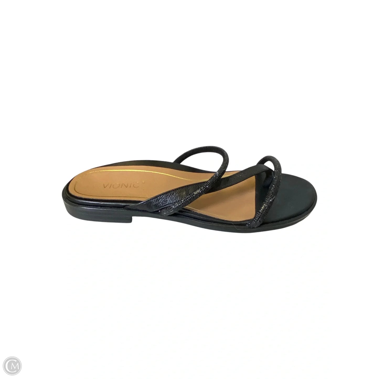 Sandals Flats By Vionic In Black & Tan, Size: 7.5