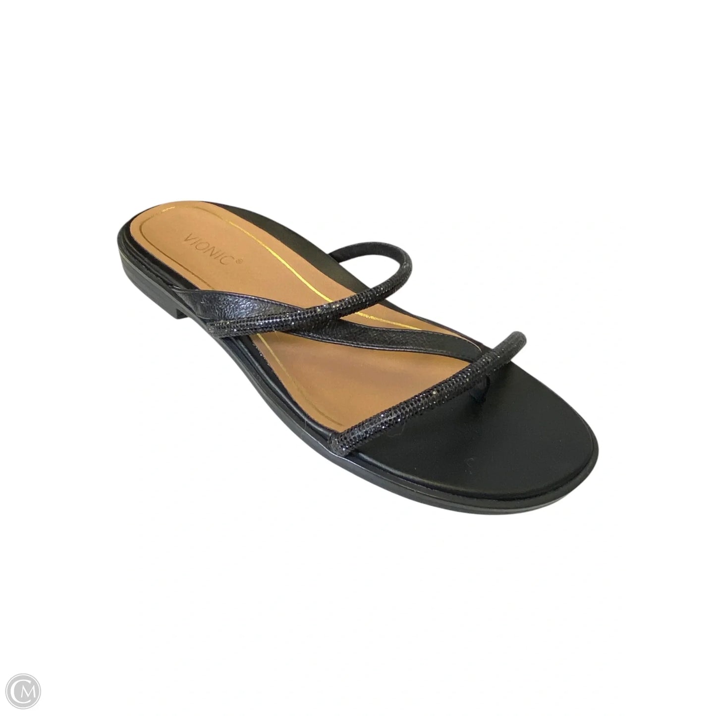 Sandals Flats By Vionic In Black & Tan, Size: 7.5
