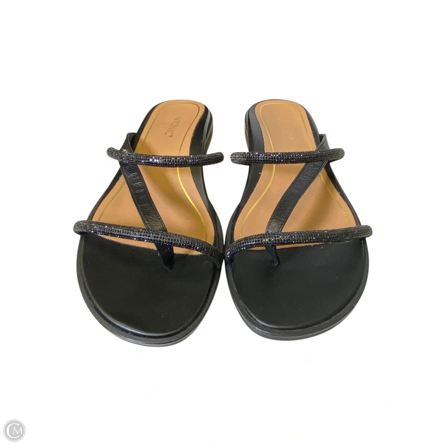 Sandals Flats By Vionic In Black & Tan, Size: 7.5