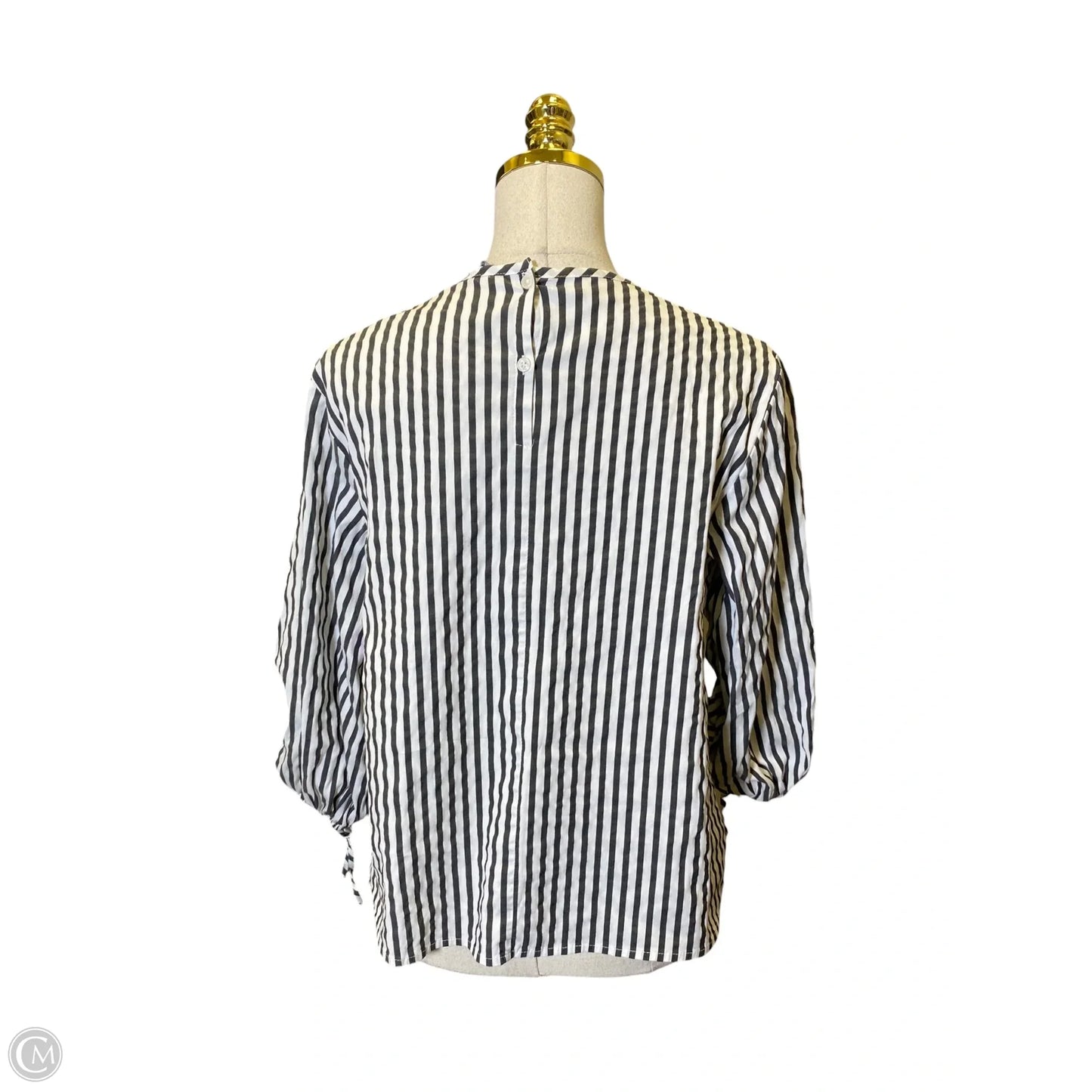 Blouse 3/4 Sleeve By Express In Grey & White, Size: M