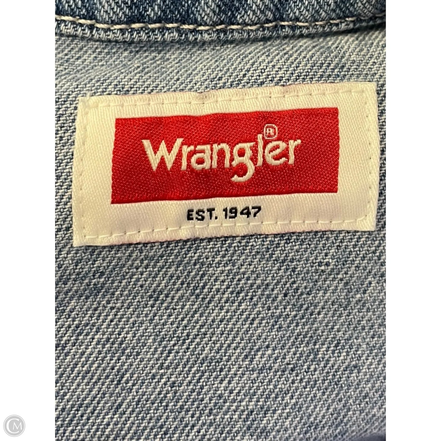 Jacket Denim By Wrangler In Blue Denim, Size: 2x
