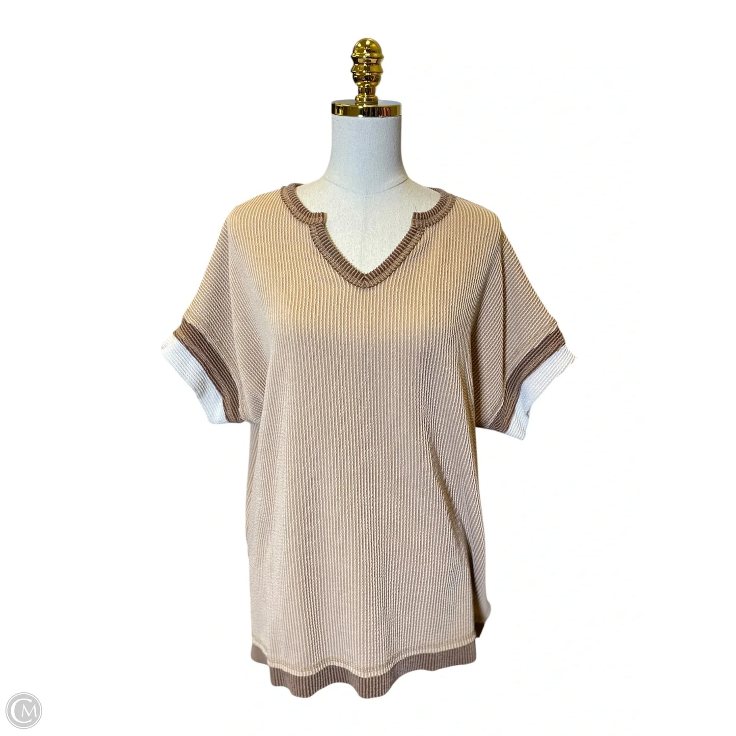 Blouse Short Sleeve By Bke In Brown, Size: L