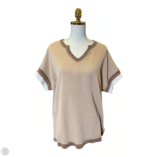 Blouse Short Sleeve By Bke In Brown, Size: L