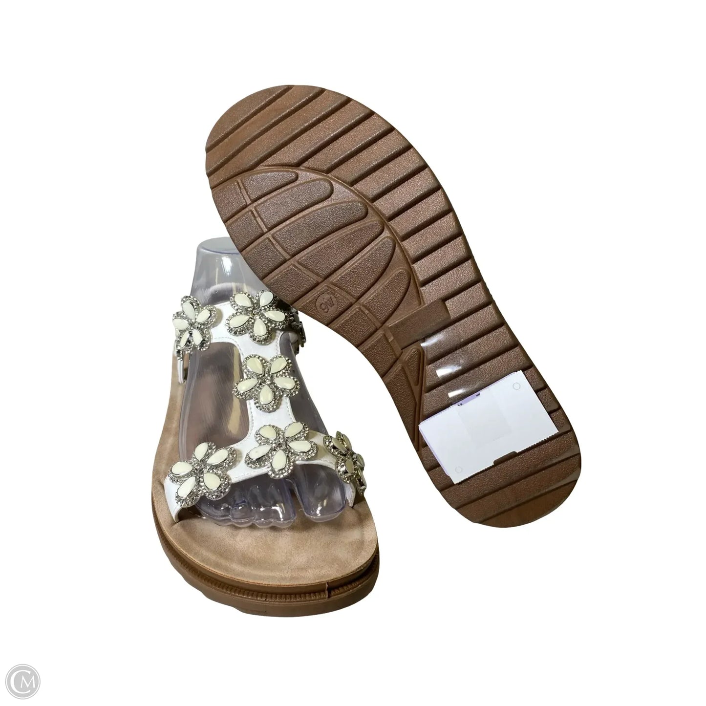 Sandals Flats By Andiano In Tan & White, Size: 9W