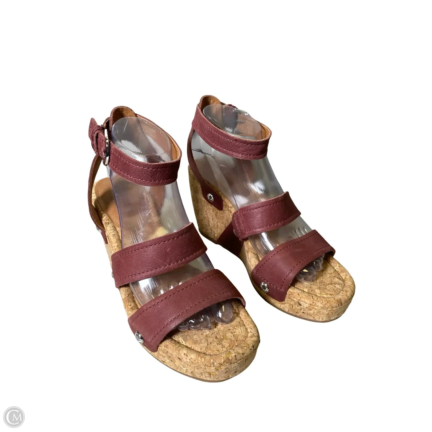 Sandals Heels Wedge By Lucky Brand In Maroon, Size: 9