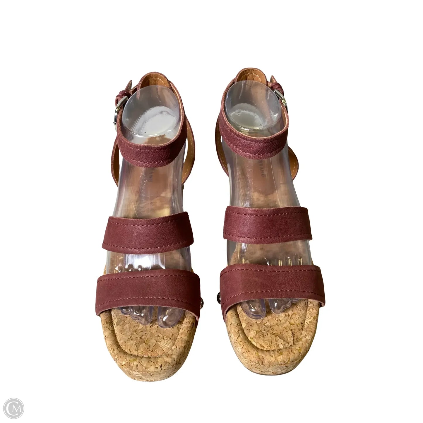 Sandals Heels Wedge By Lucky Brand In Maroon, Size: 9