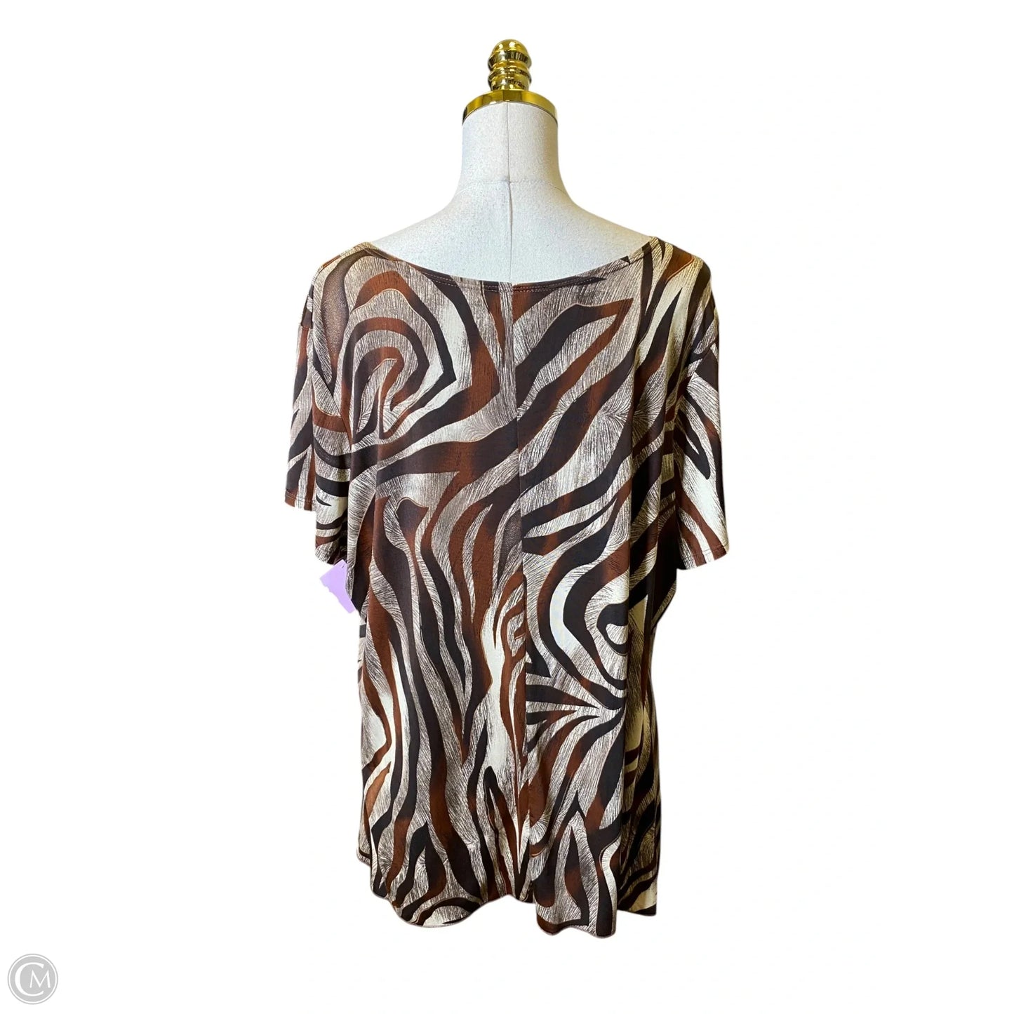Top Short Sleeve By Dressbarn In Brown, Size: 2x