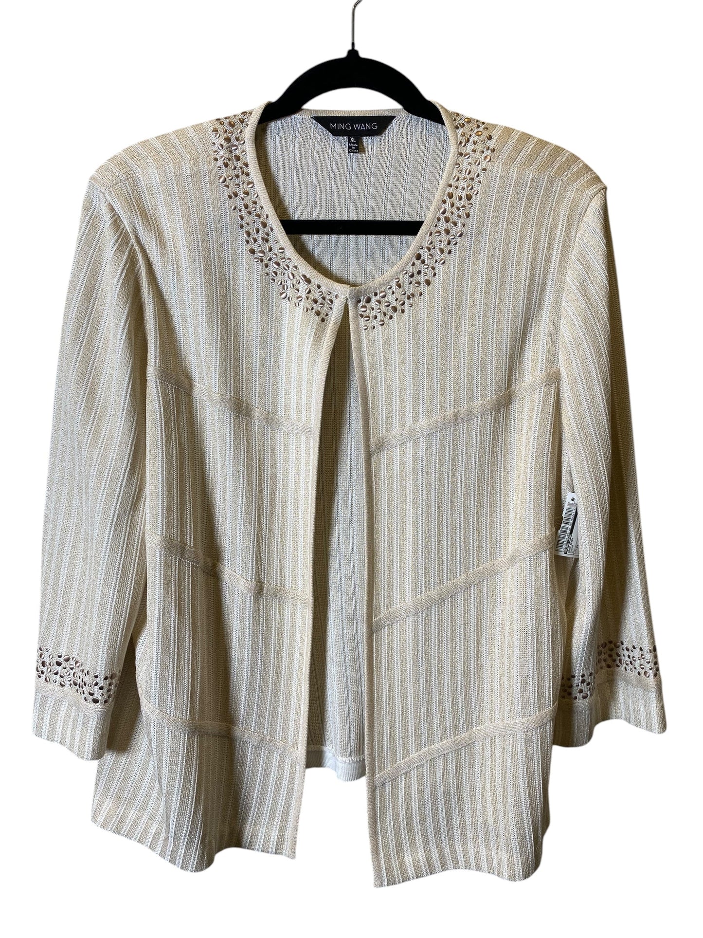 Cardigan By Ming Wang In Cream, Size: Xl