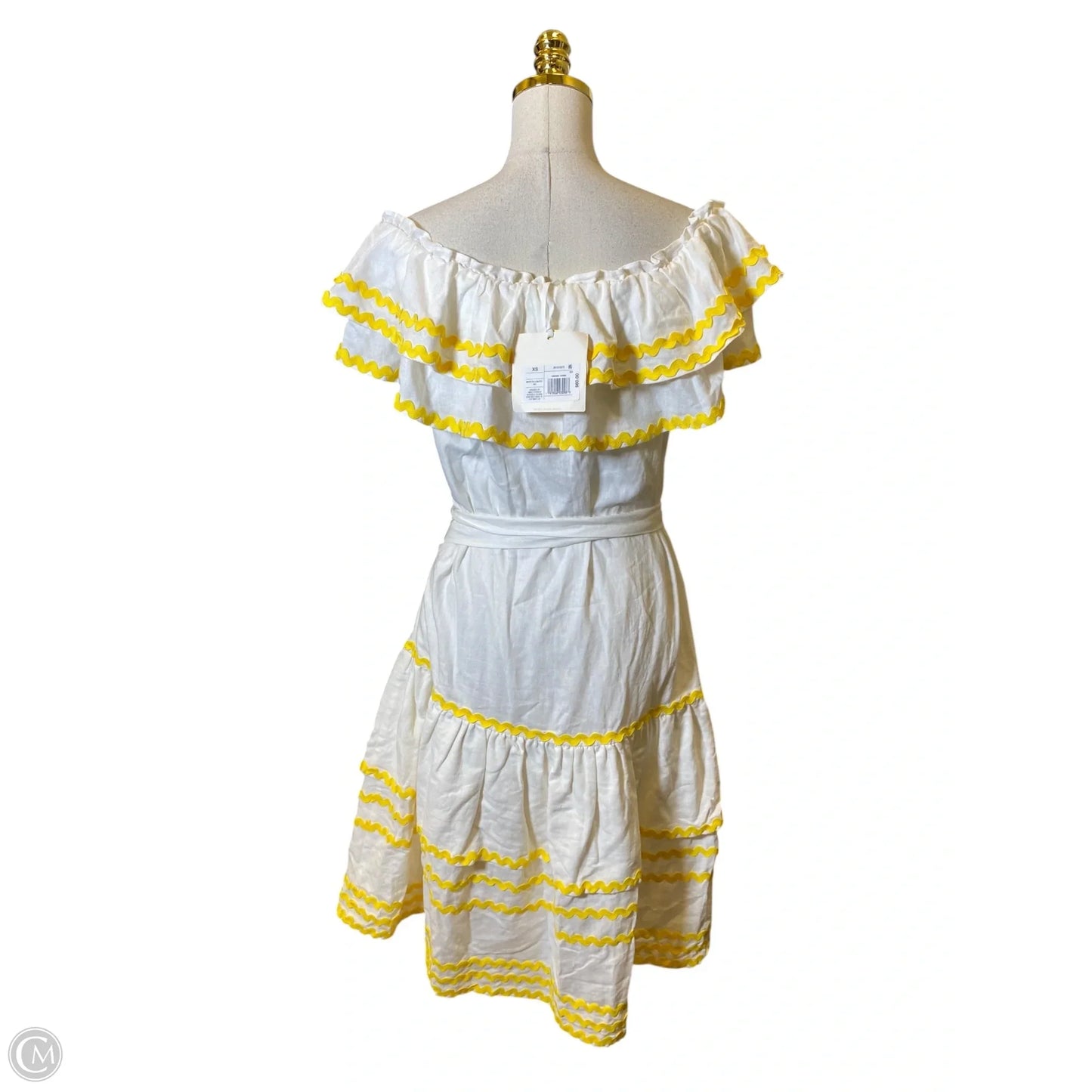 Dress Casual Maxi By Clothes Mentor In White & Yellow, Size: Xs
